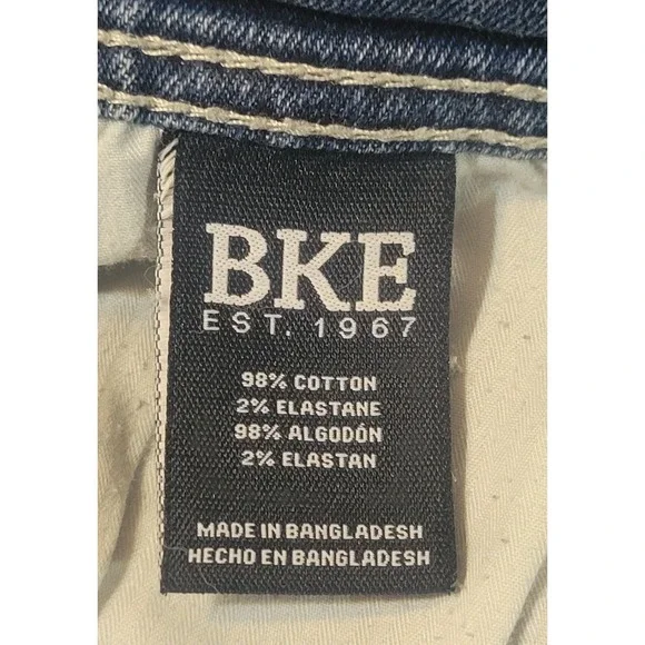 BKE Jake Straight Jeans Mens 36x32 Blue Denim Stretch Western Whiskered Cowboy - Picture 6 of 12